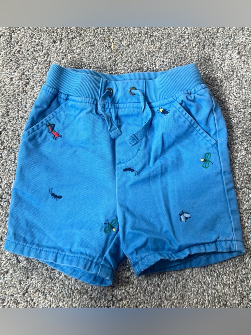 Hanna Andersson Blue Embroidered Bug Shorts Size 30 US 18-24 Months
